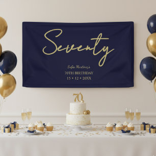 Elegantes Navy- und Gold-Siebzig-Geburtstagsbanner Banner