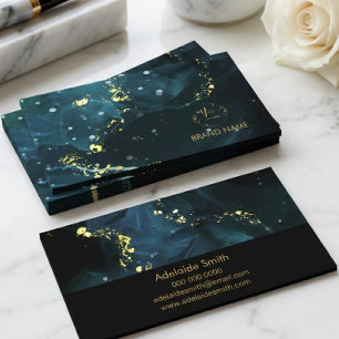 Elegantes Navy- und Goldmarmor-Design Visitenkarte