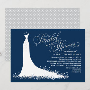 Elegantes Navy- und Silver Gown-Brautparty Einladung