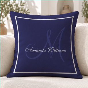 Elegantes navyblaues Anfangsbuchstabe-Familienmono Kissen
