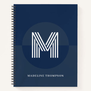 Elegantes, navyblaues, geometrisches, modernes Mon Notizbuch