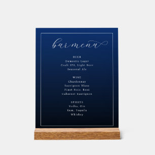 Elegantes navyblaues typografisches Balkenmenü Acrylschild