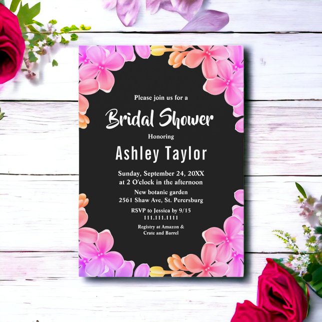 Elegantes Neon Lights Rose Blumenstrauß Brautparty Einladung (Von Creator hochgeladen)