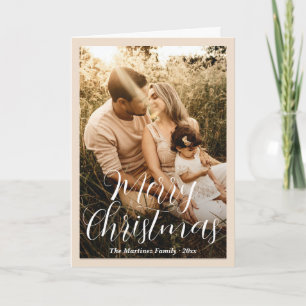 Elegantes neutrales Beige Foto Modernes Weihnachte Feiertagskarte