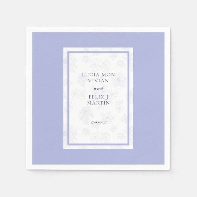 Elegantes, neutrales blaues Schattenblumenfest Serviette (Vorderseite)