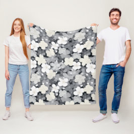 Elegantes neutrales Blumen Graues Blumenmuster Fleecedecke