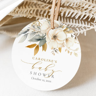 Elegantes neutrales Blumenbaby in der Blütendusche Geschenkanhänger