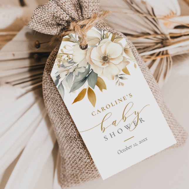 Elegantes neutrales Blumenbaby in der Blütendusche Geschenkanhänger (Von Creator hochgeladen)