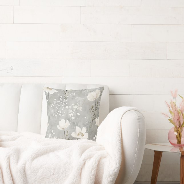 Elegantes neutrales Blumendesign Kissen (Liege)