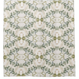 Elegantes neutrales Blumenmuster Duschvorhang