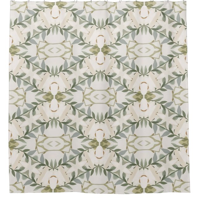 Elegantes neutrales Blumenmuster Duschvorhang (Vorderseite)