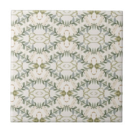 Elegantes neutrales Blumenmuster Fliese