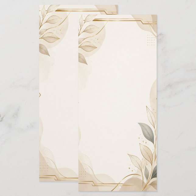 Elegantes neutrales botanisches Hochzeitsprogramm. Programm (Vorne/Hinten)