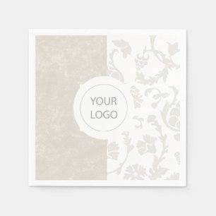 Elegantes neutrales florales Damast-Logo Party Serviette
