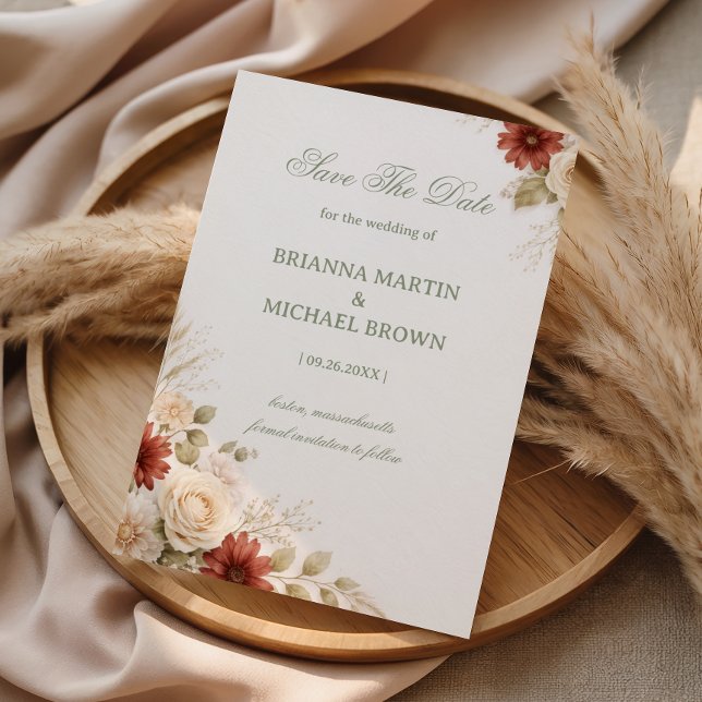 Elegantes neutrales florales Soft Save The Date (Von Creator hochgeladen)