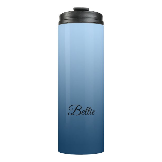 Elegantes neutrales Gradientblau mit Individuelle  Thermosbecher (Vorderseite)
