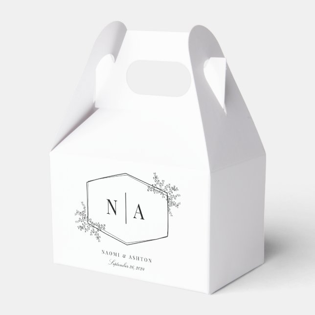 Elegantes neutrales Hochzeitmonogramm Geschenkschachtel (Vorderseite)