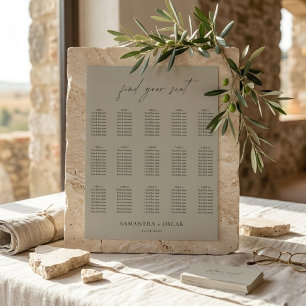 Elegantes neutrales Hochzeitssitzplan-Schild Poster