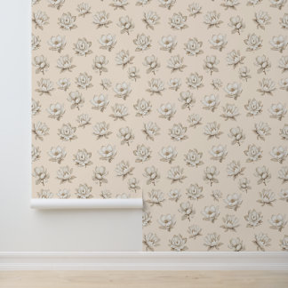 Elegantes, neutrales Muster der Magnolia Tapete