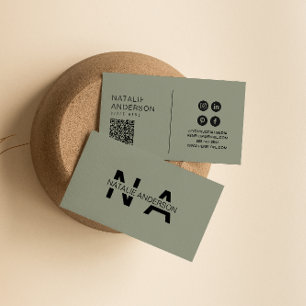 Elegantes, neutrales QR Code Monogram Logo-Logo-Bo Visitenkarte