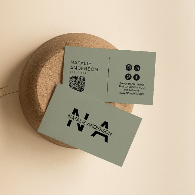 Elegantes, neutrales QR Code Monogram Logo-Logo-Bo Visitenkarte (Von Creator hochgeladen)