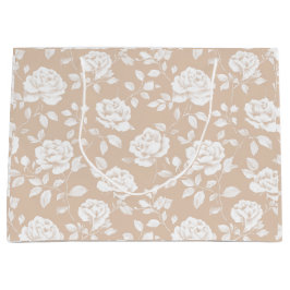 Elegantes neutrales rosa weißes Blumenmuster Große Geschenktüte
