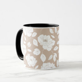 Elegantes neutrales rosa weißes Blumenmuster Tasse