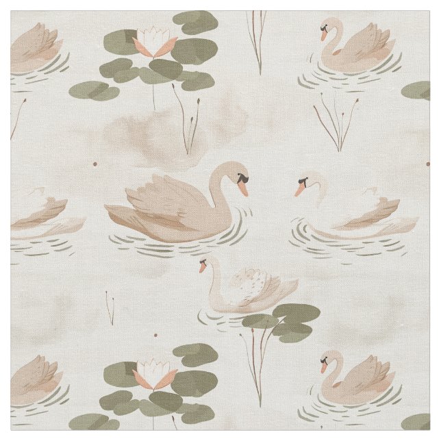 Elegantes, neutrales Schwanenmuster Stoff (Nahaufnahme)