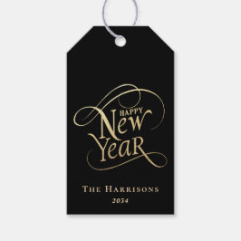 Elegantes New Year Black Gold Geschenkanhänger