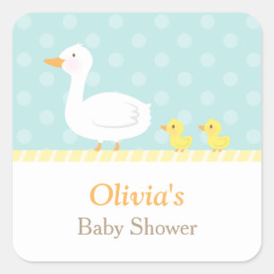 Elegantes Niedlich Duck Twins Baby Shower Party Quadratischer Aufkleber