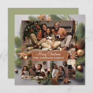 Elegantes Niedliches 3-Foto-Familie Weihnachten Ev