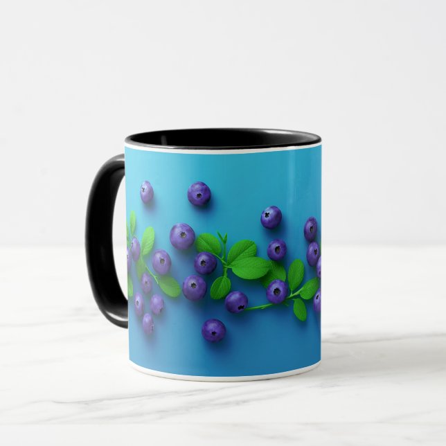 Elegantes Niedliches Blueberry-Fruchtmuster Tasse (Vorderseite Links)