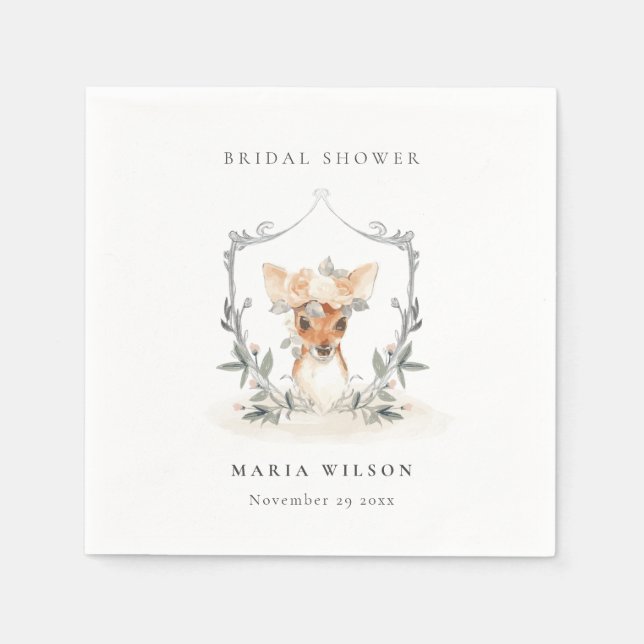 Elegantes Niedliches Brautparty von Dusky Deer Flo Serviette (Vorderseite)