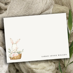 Elegantes Niedliches Bunny im Blumenkorb Kindergeb Mitteilungskarte