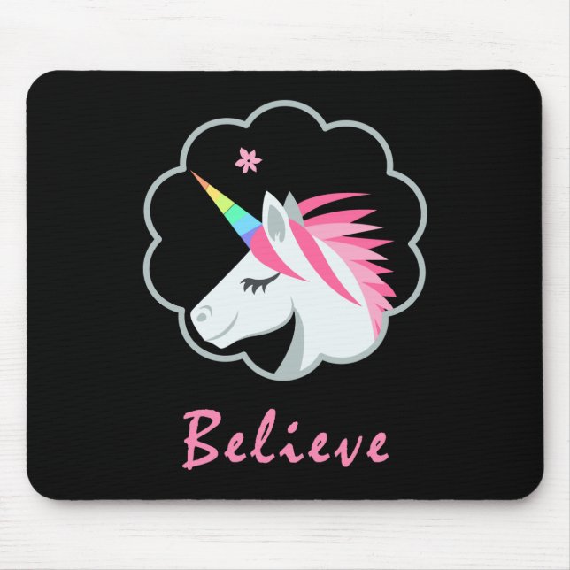 elegantes niedliches glauben an Unicorns emoji Mousepad (Vorne)