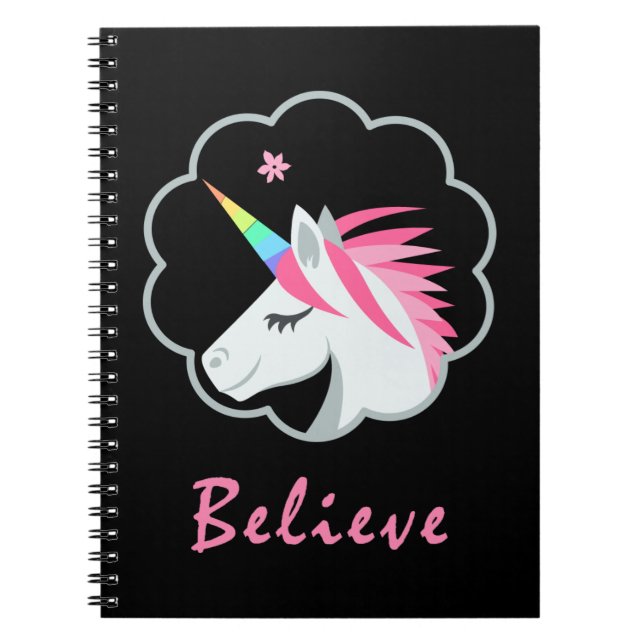 elegantes niedliches glauben an Unicorns emoji Notizblock (Vorderseite)