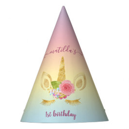 Elegantes niedliches Gold zum ersten Geburtstag Gl Partyhütchen