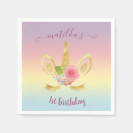 Elegantes niedliches Gold zum ersten Geburtstag Gl Serviette