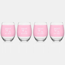 Elegantes Niedliches Herz "Beste Mama je" in Rosa Weinglas Ohne Stiel