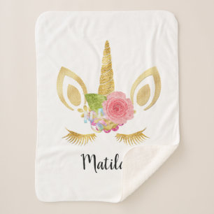 Elegantes niedliches hübsches Blumengold Glitzer  Sherpadecke