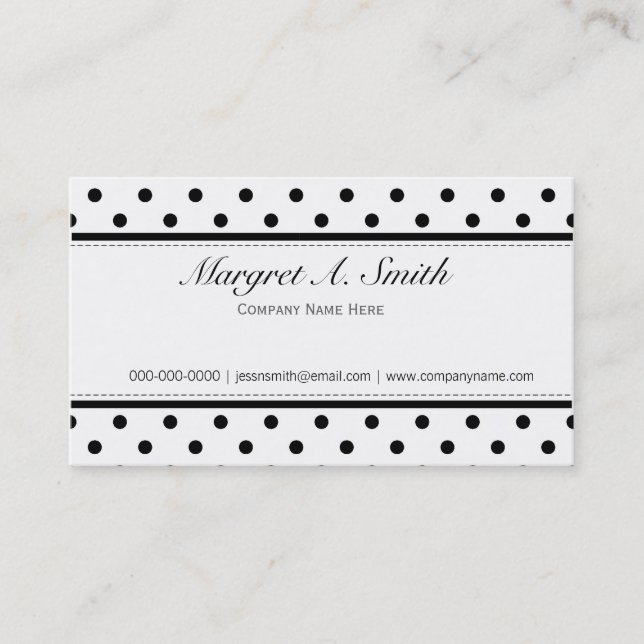 Elegantes, niedliches, klassisches B&W-Polka-Gesch Visitenkarte (Vorderseite)