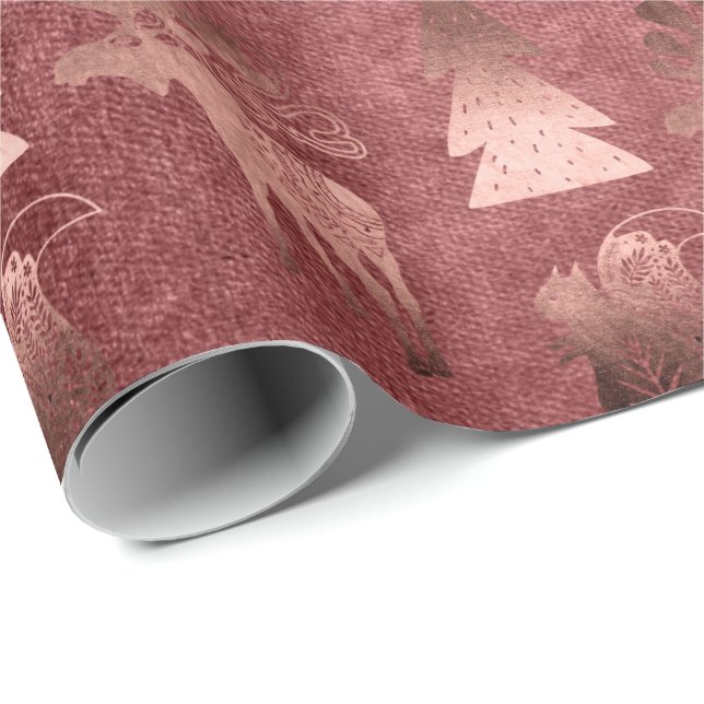 Elegantes niedliches Kupfergold-Rose Weihnachtsmus Geschenkpapier (Rolleneckpunkt)