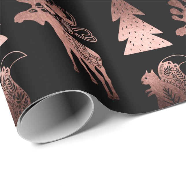 Elegantes niedliches Kupfergold-Rose Weihnachtsmus Geschenkpapier (Rolleneckpunkt)