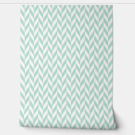 Elegantes Niedliches Mint Green Herringbone-Muster Tapete
