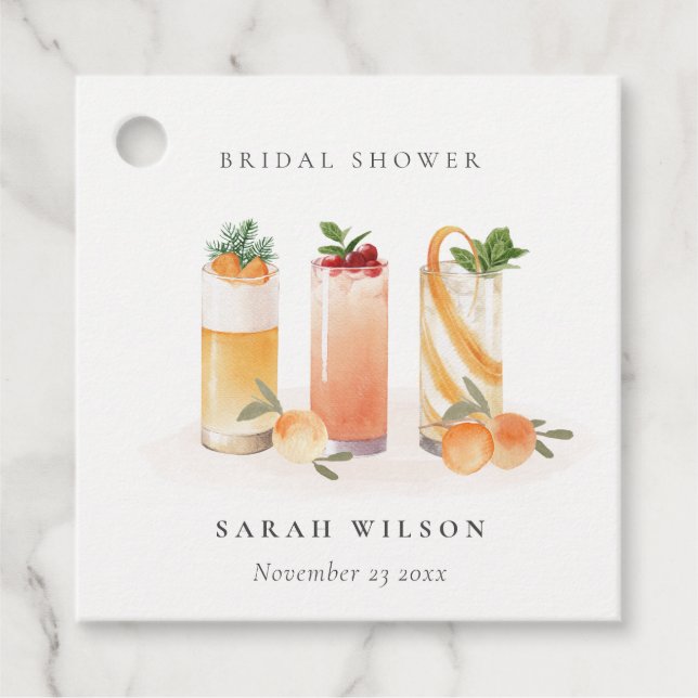 Elegantes Niedliches Obstcocktail Orange Brautpart Geschenkanhänger (Vorderseite)
