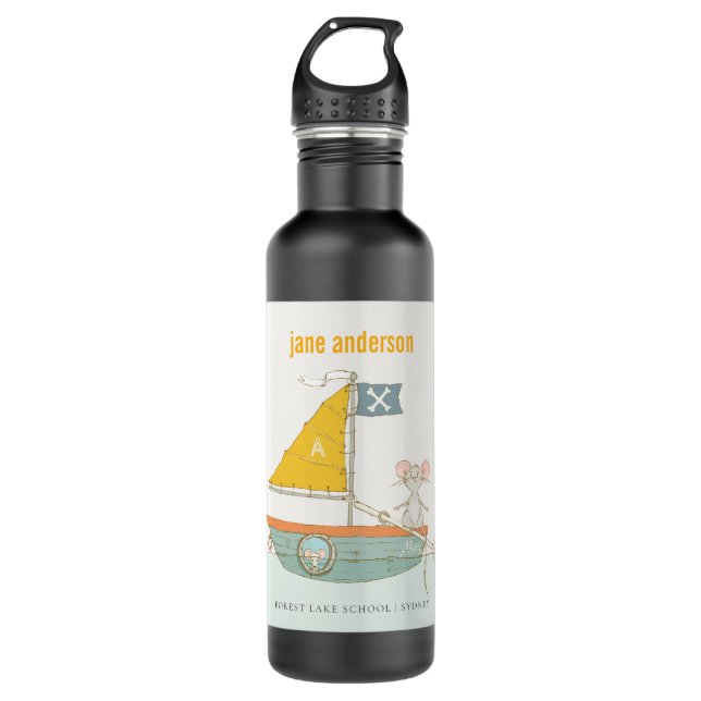 Elegantes Niedliches Pirate Mouse Sailboat Kids Mo Edelstahlflasche (Vorderseite)