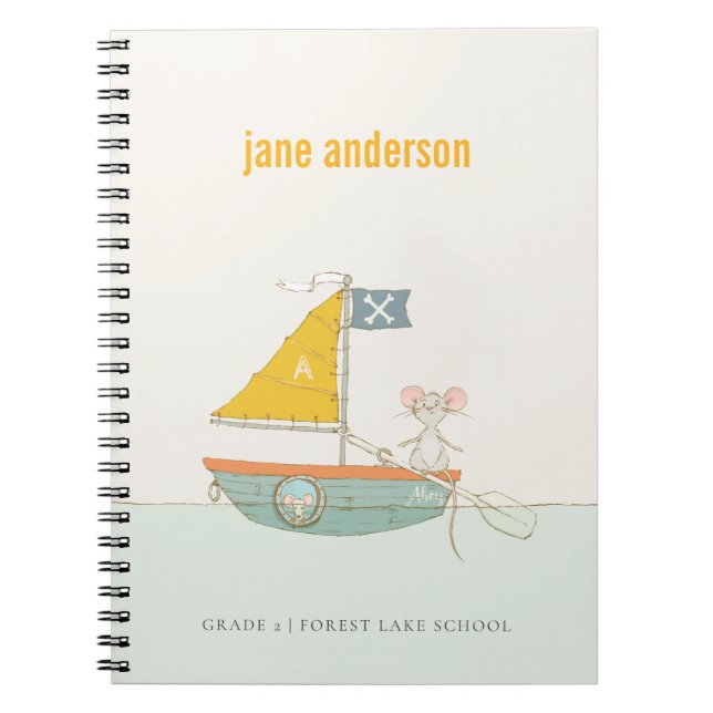 Elegantes Niedliches Pirate Mouse Sailboat Kids Mo Notizblock (Vorderseite)