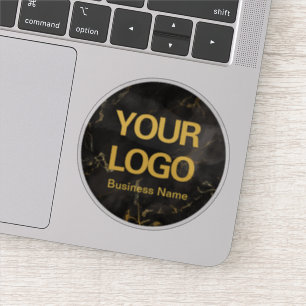 Elegantes Notebook mit Black Gold-Marmor-Logo Aufkleber