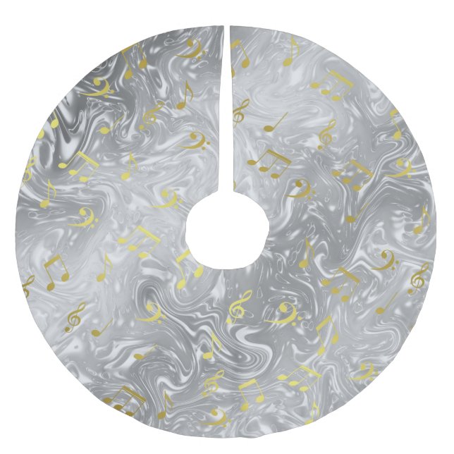 elegantes Notenmuster Polyester Weihnachtsbaumdecke (Vorderseite)