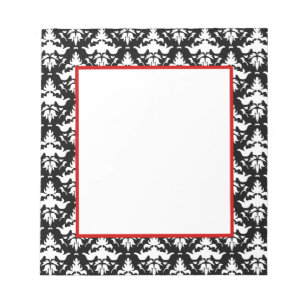 Elegantes Notepad, rot und schwarz Damask Notizblock
